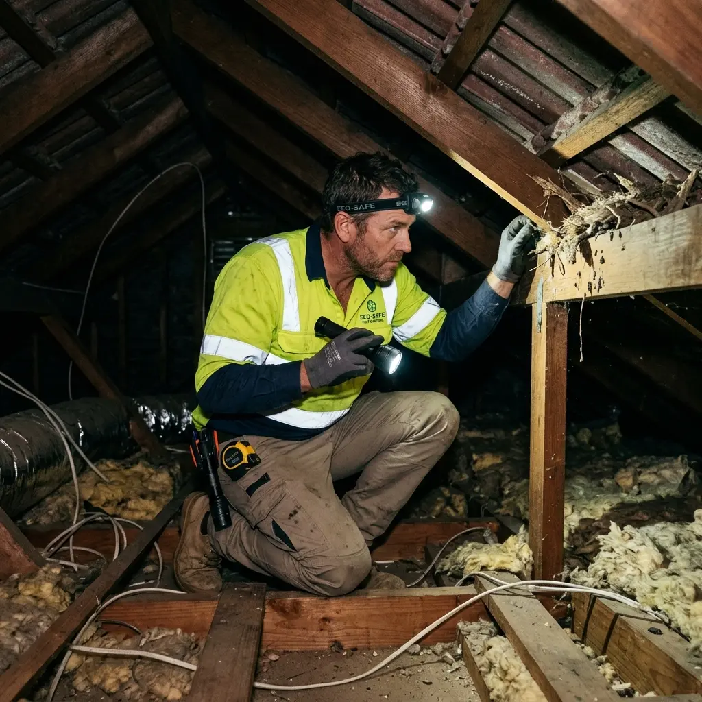 Technician locating dead rodents inside a Fairfield wall cavity with detection equipment